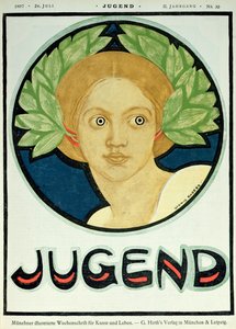 Jeune femme avec une couronne de laurier, illustration du magazine 